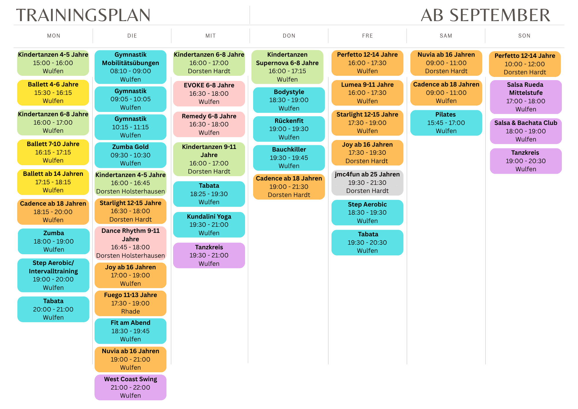 Trainingsplan ab September 2025